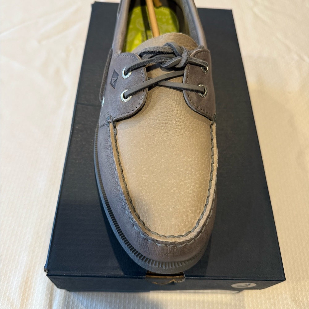 Gray Leather Boat Shoes